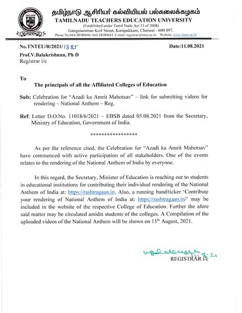 Circulars - Tamil Nadu Teachers Education University
