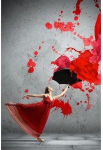 Ballet Dancer With Umbrella Under The Paint Premium Poster Paper Print ...