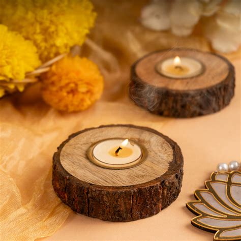 Wooden T-light Holder - Handcrafted Festive Décor | The Zappy Box