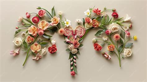 Image of the uterus female reproductive system made up of flowers and ...