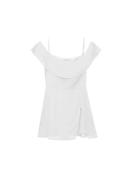 Off Shoulder Ruffle Hem Padded Jumpsuit - AIR SPACE