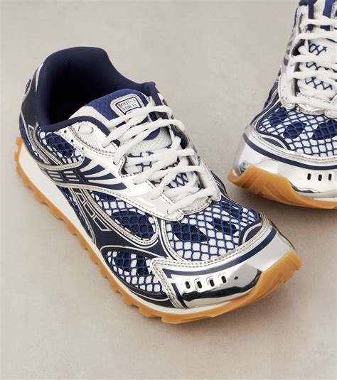 Orbit leather-trimmed sneakers in blue - Bottega Veneta | Mytheresa