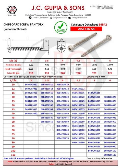 Self Tapping And Drilling and Wood Screws - Self Tapping Screw CSK TORX ...