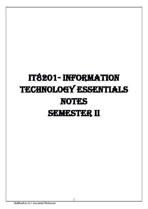IT8201 - Information Technology Essentials: Comprehensive Notes - Studocu