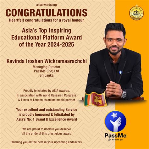 Kavinda Iroshan Wickramaarachchi has bagged Asia's Top Inspiring ...