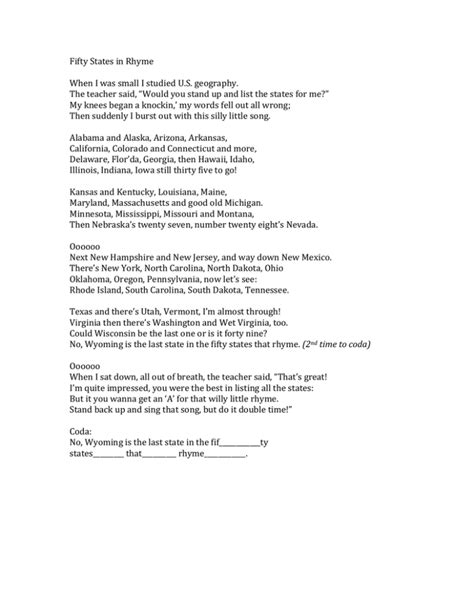 Fifty States Poem: Learn US Geography with Rhyme