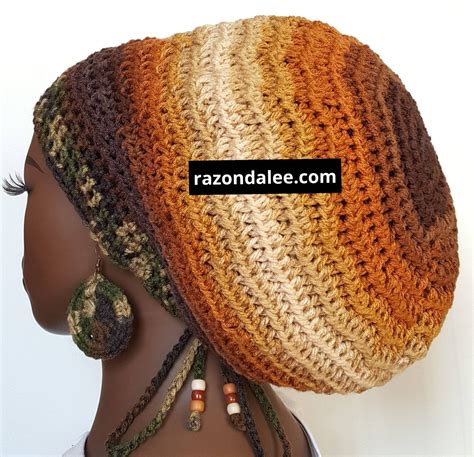 Ready to ship crochet tam hat with drawstring hats for dreadlocks rasta ...