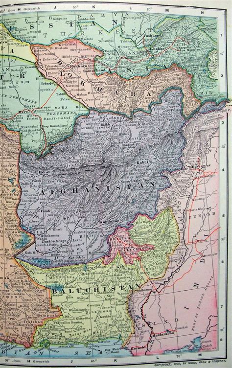 Persia, Afghanistan, Baluchistan & Central Asia - Original 1902 Map by Dodd Mead. Antique - Etsy ...