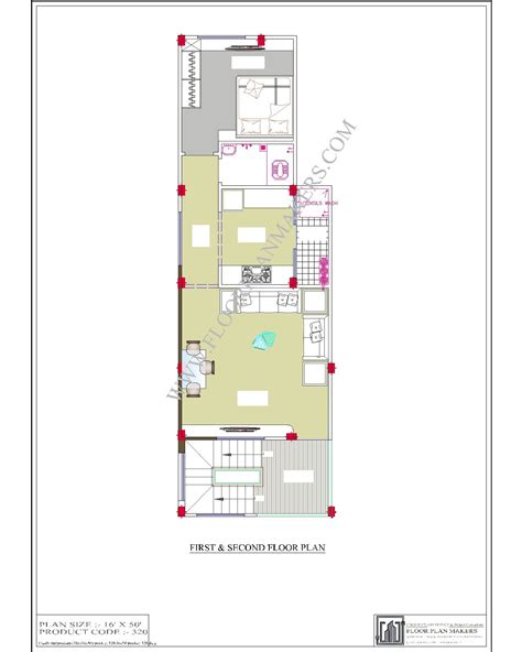 16×50 First/Second Floor Plan – Floor Plan Maker's