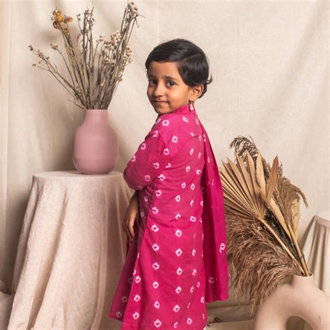 Pink Bandhani Girl Suit Set with Dupatta | Designer Cotton Clothes ...