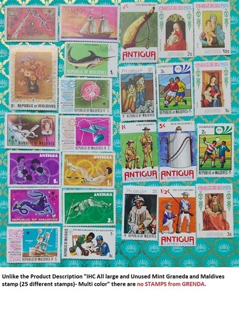ihc all large and unused mint graneda and maldives stamp (25 different ...