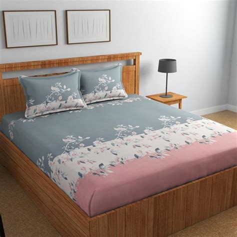 Buy DECOMIZER Cotton Feel All Around Elastic Fitted Glace Printed Queen ...