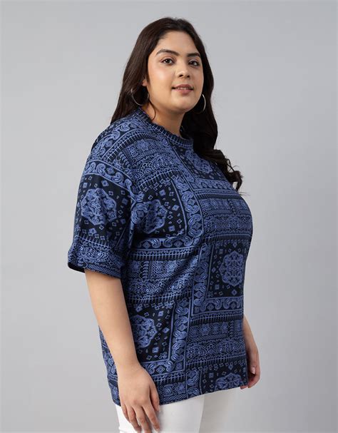 Paisley Navy Plus Size Oversized T-shirt – Juneberry