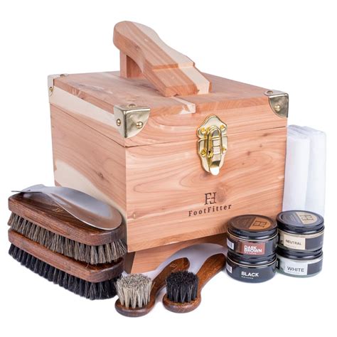 FootFitter Classic Shoe Shine Valet Box Set - Quality Shoe Cleaning Kit ...