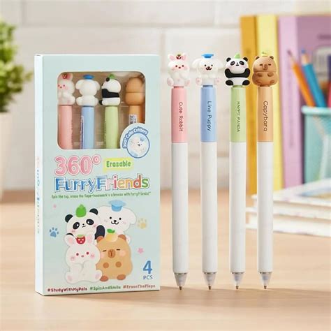 360° Spinner Pen Set – Cute Erasable Pens with Planet & Animal Designs ...