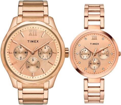 TIMEX Joy of Love Pair Stainless Steel Blue Dial 42 x 35 mm Analog ...