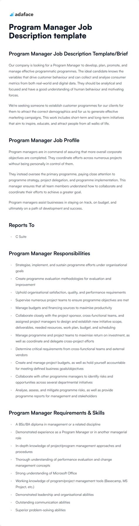 Image result for Program Manager Job Description