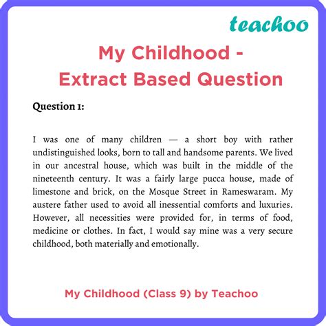 [Beehive Class 9] My Childhood - English Extract Question - Teachoo