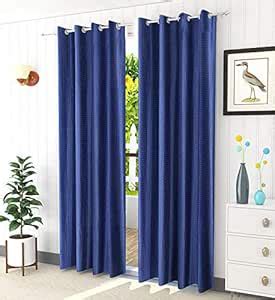 Buy Decoholic Punching Solid Blue Polyester Window Curtains 6 feet ...