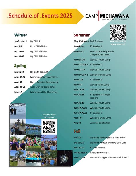 Michawana Calendar - Camp Michawana