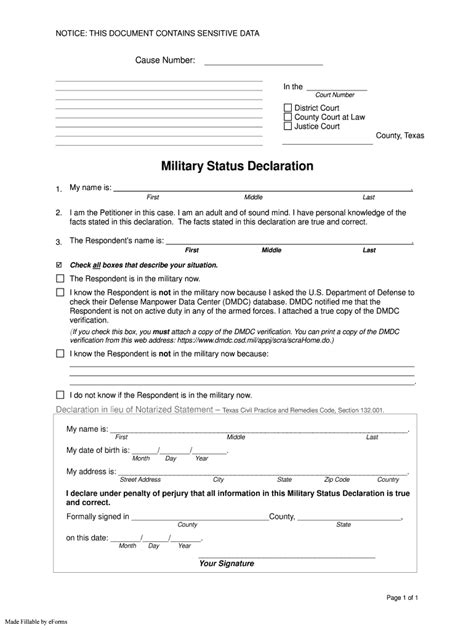 TX Military Status Declaration - Fill Out, Sign & Share Online | pdfFiller