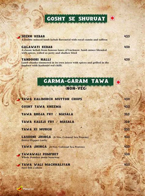 Menu at Tandoori Taal, Bengaluru