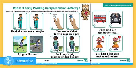 Interactive PDF: Phase 3 Early Reading Comprehension Activity 1
