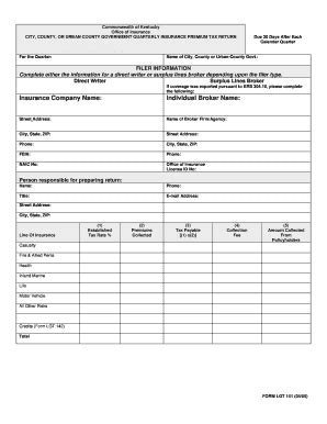 Fillable Online franklincounty ky Kentucky department of insurance ...