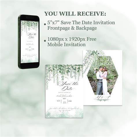 Wisteria Wedding Save the Date Template, Green Download Editable ...