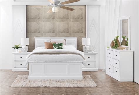 WHITE CHRYSTELLE 4 Piece Queen Dresser Bedroom Suite