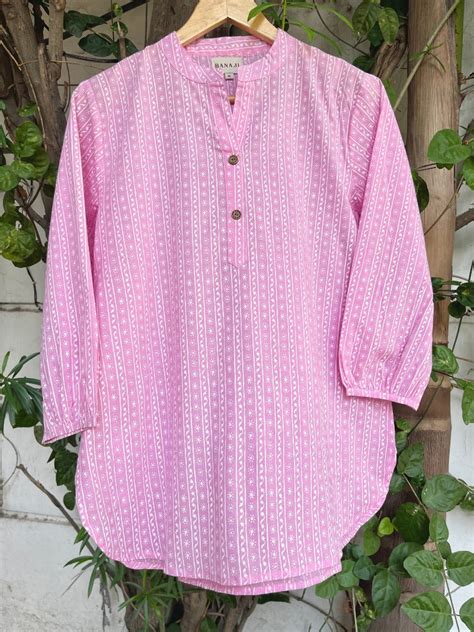 Block Printed Cotton Short Kurti – Cotton Curio