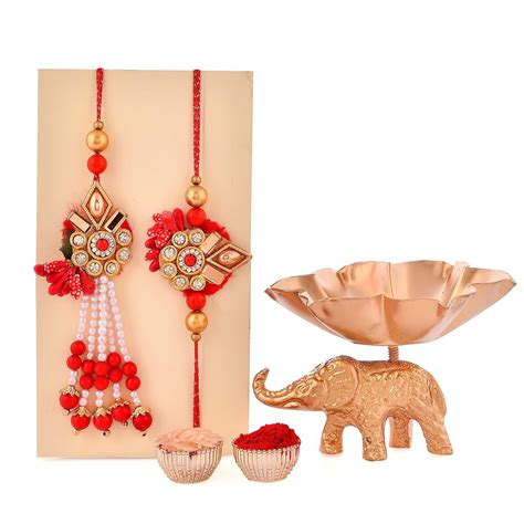 Buy CraftVatika Bhaiya Bhai Bhabhi Rakhi Set - Rakhi with Elephant ...