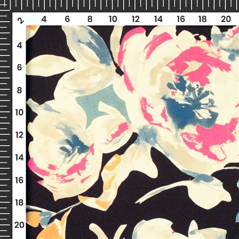 Black Floral Digital Print Crepe Silk Fabric – Fabcurate
