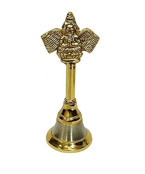 Denique Metal Hand Held Temple Bell Pooja Garud Ghanti.Religious and ...