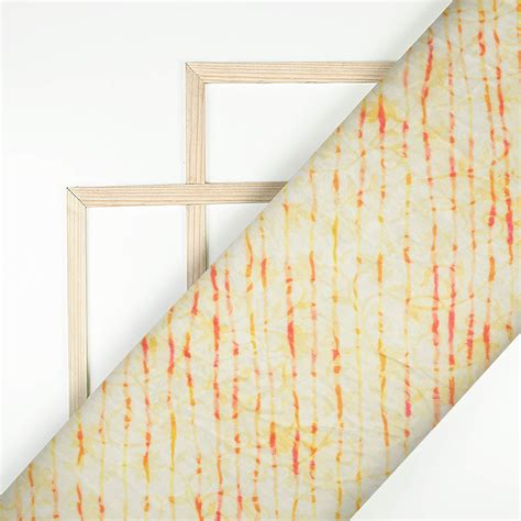 Daffodil Yellow And Vermilion Red Leheriya Pattern Digital Print Premi ...