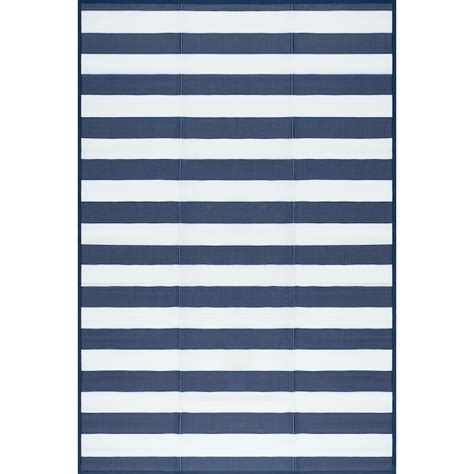 Tayse Luna 8 X 10 (ft) Navy Outdoor Stripe Coastal Area Rug LNA1107 ...
