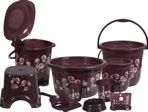 Goodwill Tech Unbreakable Bathroom Set of 10, Tub, 2 Buckets, Stool, 2 ...