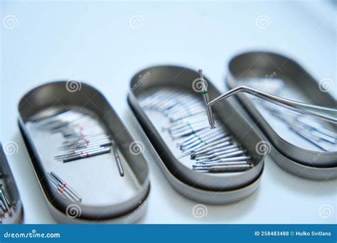 Close-up of Tweezers with Boron and Metal Organizers for Sterilization ...