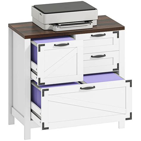 HomCom 4 Drawer File Cabinet Farmhouse Lateral Filing Cabinet with ...