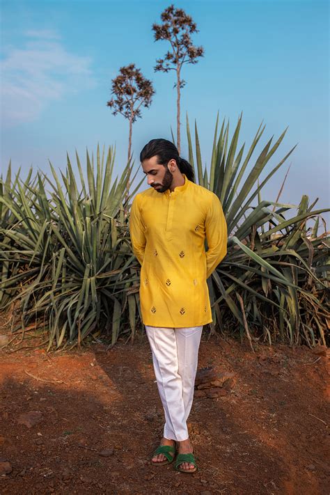 Yellow Moth Short Kurta Set – Auraya Fashion