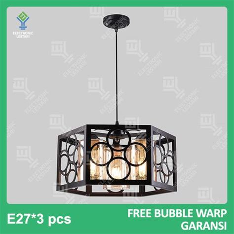 Jual Lampu Gantung Minimalis Industrial Vintage Modern Besi Hitam Hias ...