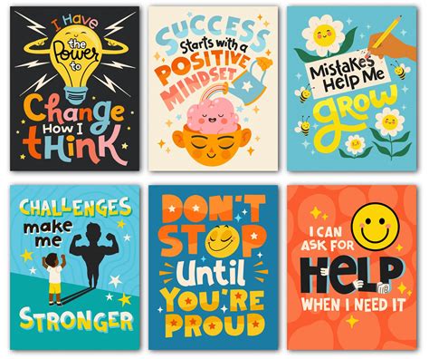 Amazon.com: HoneyKICK Growth Mindset Posters for Elementary, Middle ...