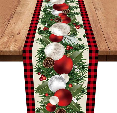ERSTUME Christmas Table Runners with 4 Placemats Table Decorations ...