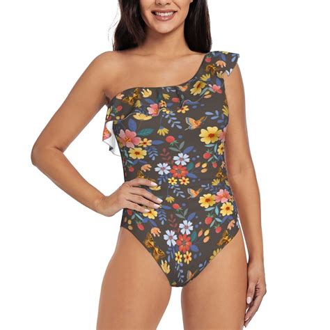 Bingfone Colorful Flowers with Butterfly Print Womens One Piece ...