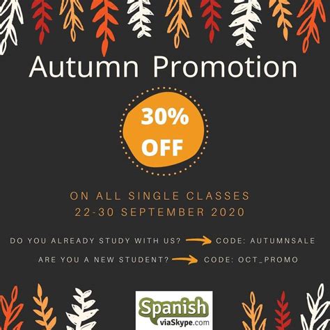 Autumn Promotion 2020: 30% Discount - Spanish Via Skype