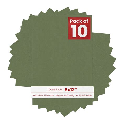 Dill Green 8x12 Uncut Mat Board - Blank Sheets, No Opening, Color ...