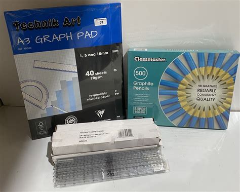 2 x packs of 40 sheets each A3 graph pad, 1 x box of 500 Classmaster ...