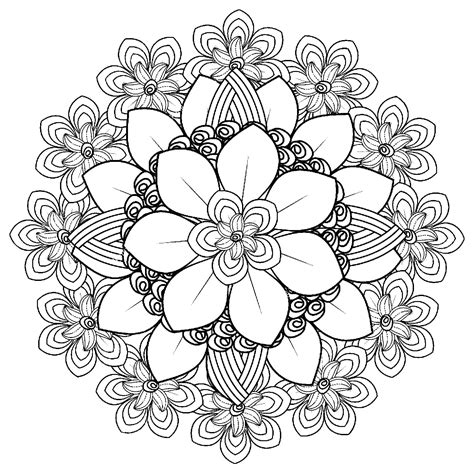 Flowers Mandala Coloring Pages - Coloring Pages for Adults