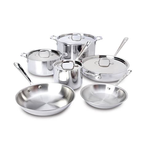 All-Clad D3 3-Ply Stainless Steel Cookware Set 10 Piece Induction Oven ...