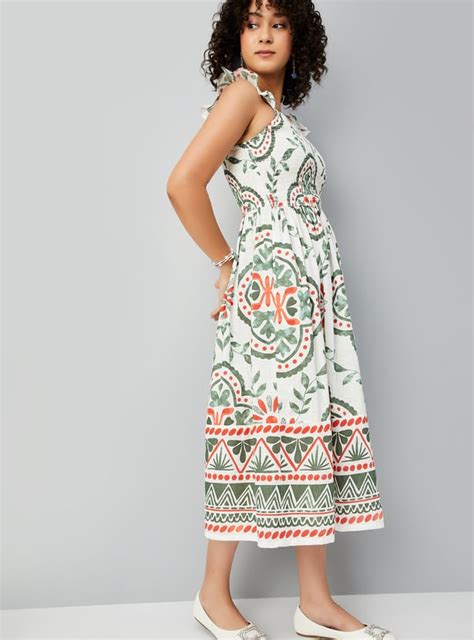Buy Kalki x Max Women Printed A-line Dress with Frill Sleeves Online at ...